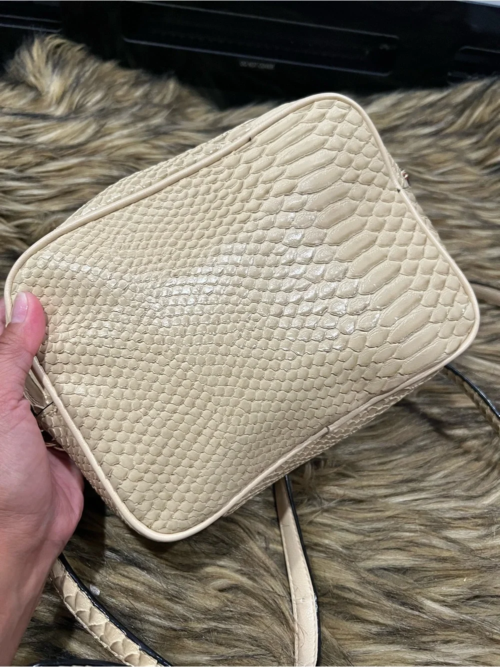Victoria’s secret Beige Python-Embossed Crossbody Bag